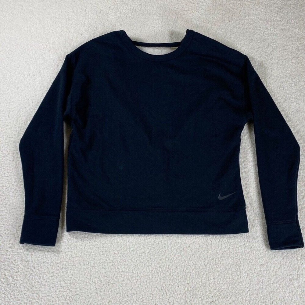 Nike Dri-Fit Pullover‎ V Neck Back Women's Sz XS Black Running Yoga Shirt